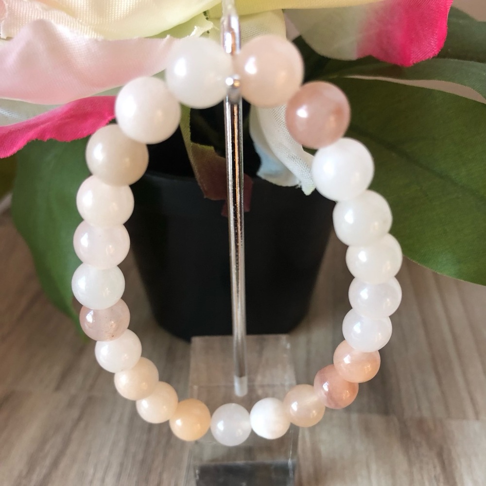 Pink Aventurine Natural Stone Beads Stretchable Bracelet 7" - 8mm Beads Gift
